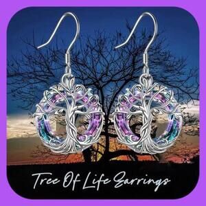 Exquisite Beauty Celtic Tree of Life Purple Earrings, Symbol of Strength & Love